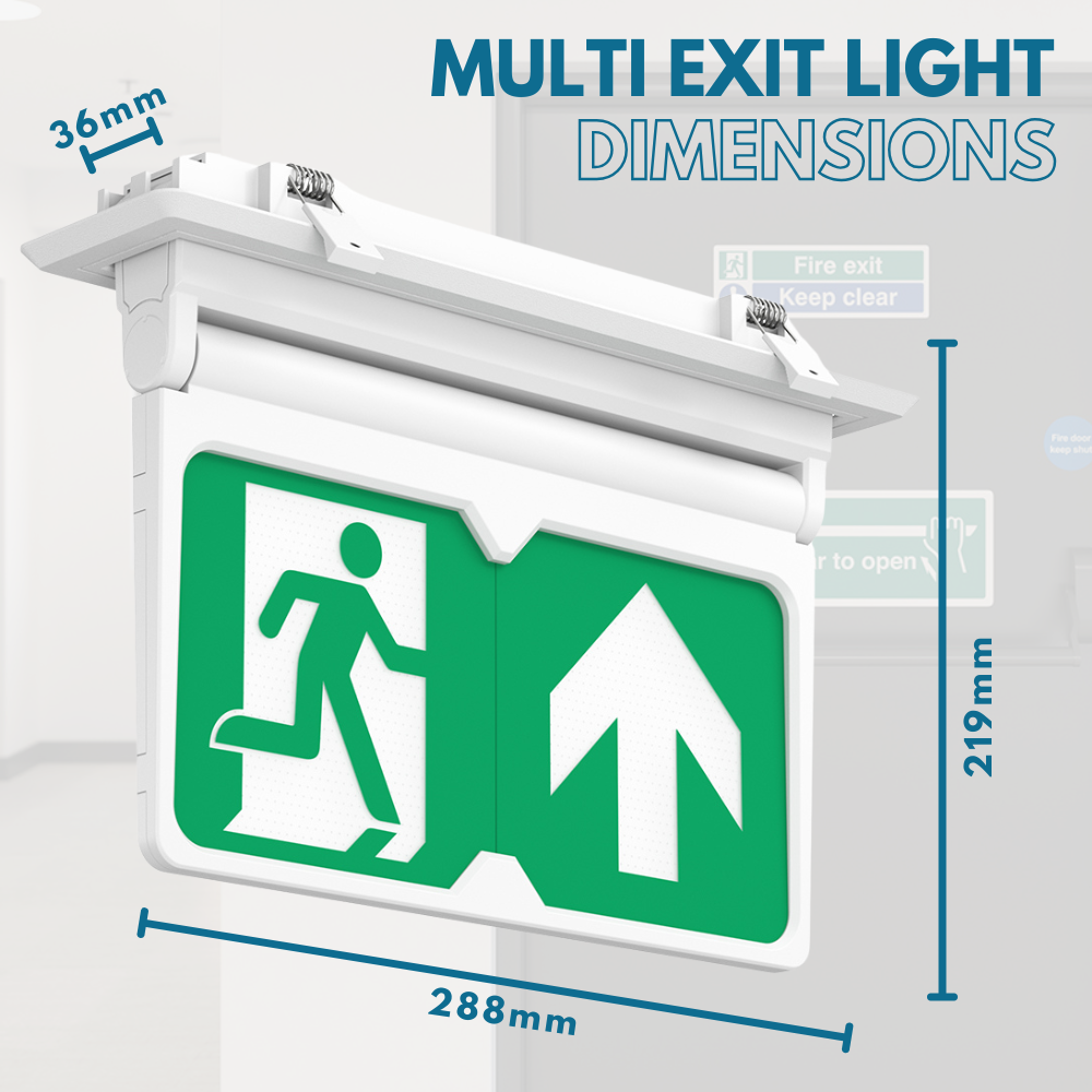 MULTI | Surface Ceiling Recessed Exit Running Man Sign Light | LED 3W 200lm | 4000K Neutral White | IP20 | 3hr Emergency | White
