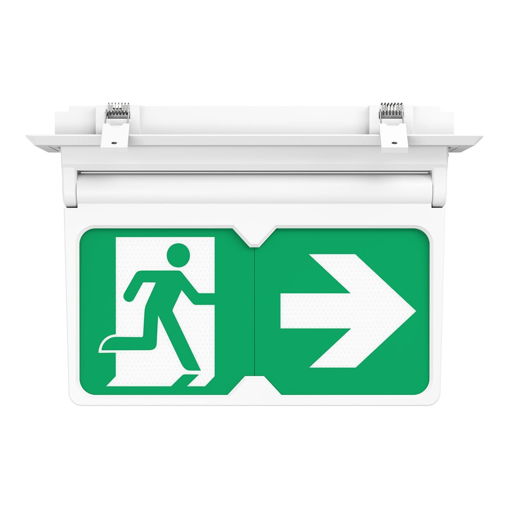 MULTI | Surface Ceiling Recessed Exit Running Man Sign Light | LED 3W 200lm | 4000K Neutral White | IP20 | 3hr Emergency | White - LightHub Direct