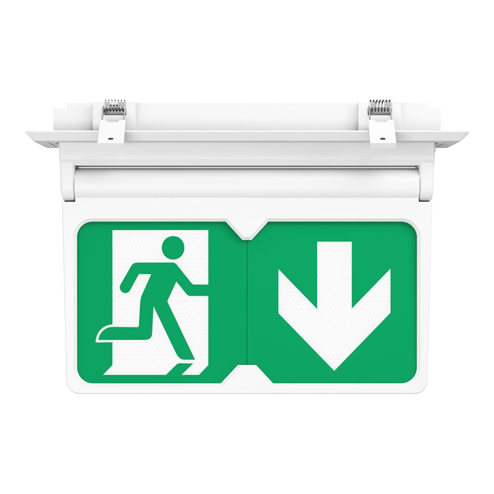 MULTI | Surface Ceiling Recessed Exit Running Man Sign Light | LED 3W 200lm | 4000K Neutral White | IP20 | 3hr Emergency | White - LightHub Direct