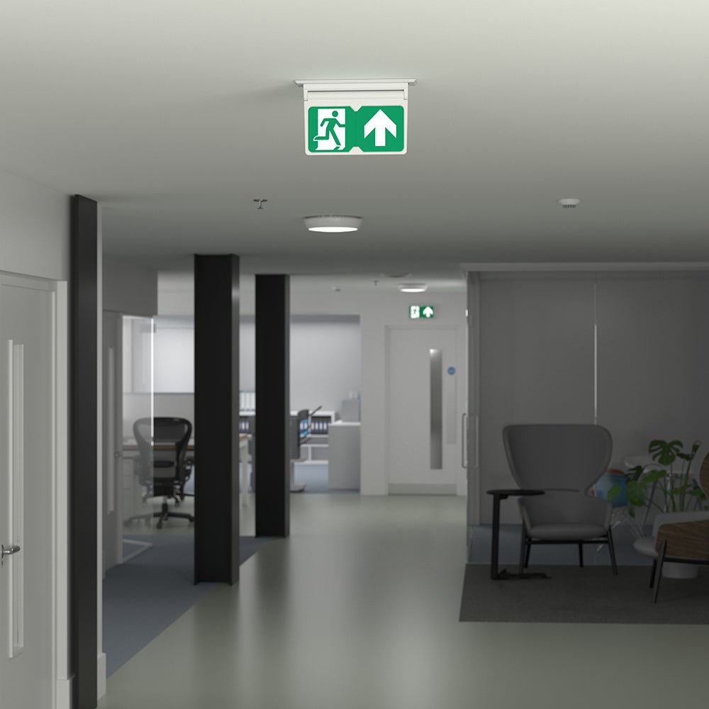 MULTI | Surface Ceiling Recessed Exit Running Man Sign Light | LED 3W 200lm | 4000K Neutral White | IP20 | 3hr Emergency | White - LightHub Direct