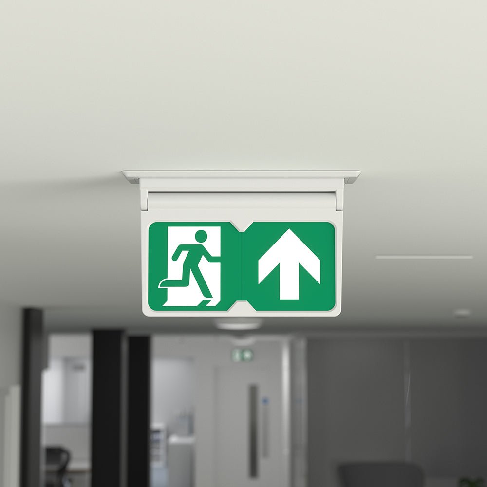 MULTI | Surface Ceiling Recessed Exit Running Man Sign Light | LED 3W 200lm | 4000K Neutral White | IP20 | 3hr Emergency | White - LightHub Direct
