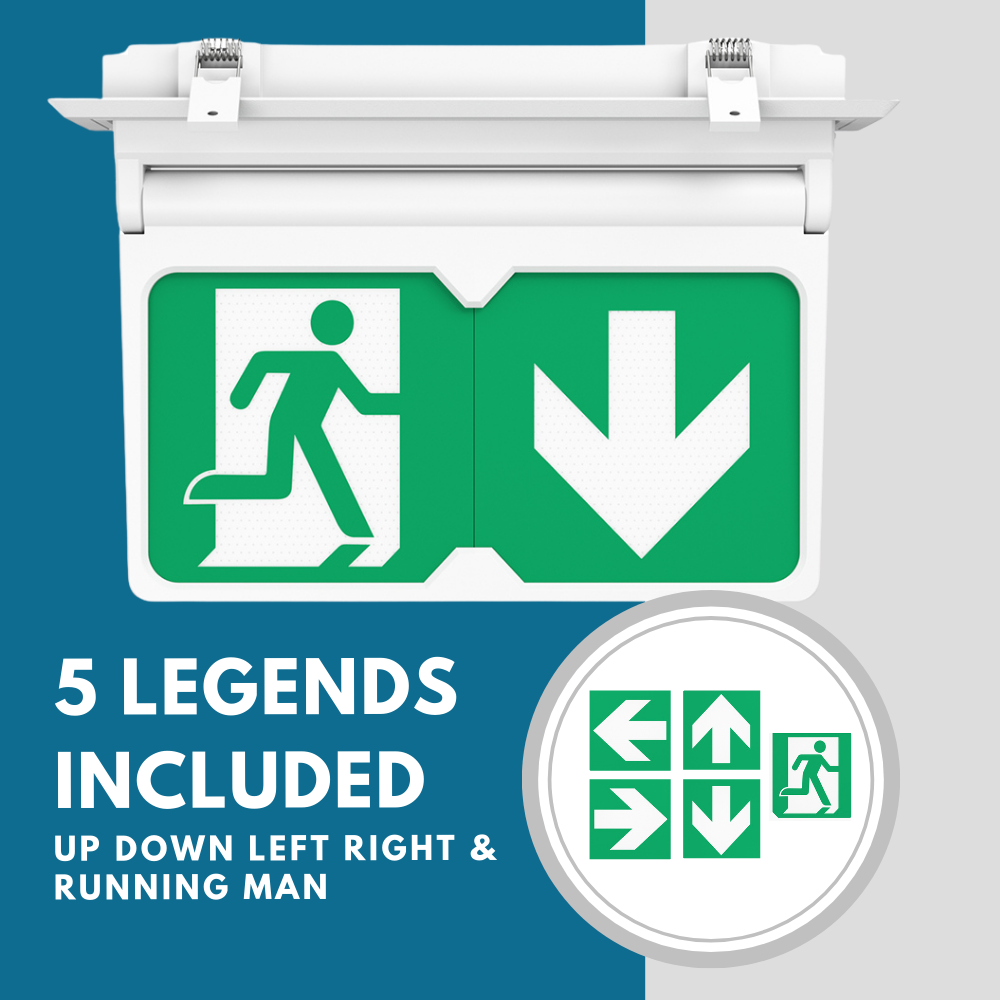 MULTI | Surface Ceiling Recessed Exit Running Man Sign Light | LED 3W 200lm | 4000K Neutral White | IP20 | 3hr Emergency | White