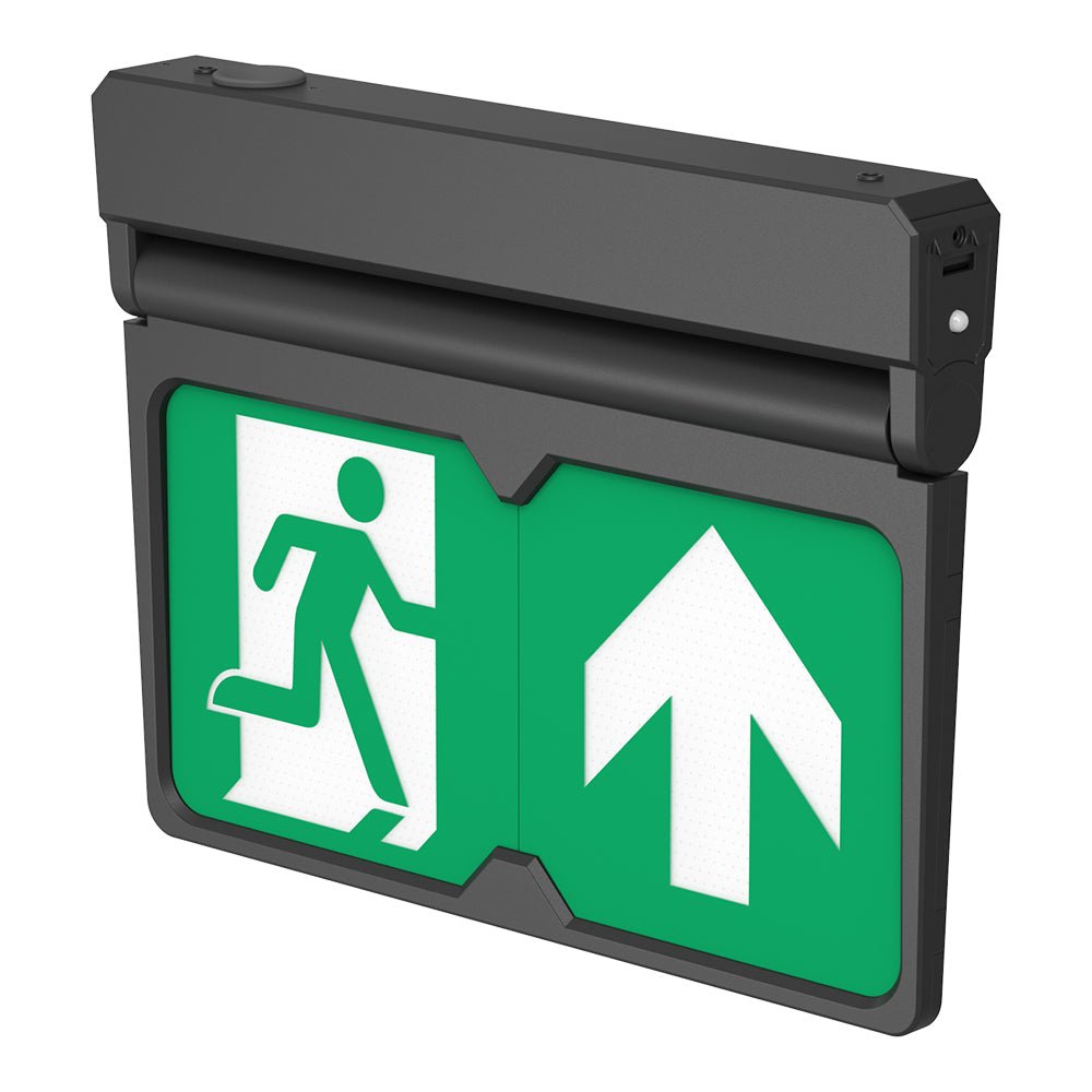 MULTI | Surface Wall / Ceiling Exit Running Man Sign Light | LED 3W 200lm | 4000K Neutral White | IP20 | 3hr Emergency | Black - LightHub Direct