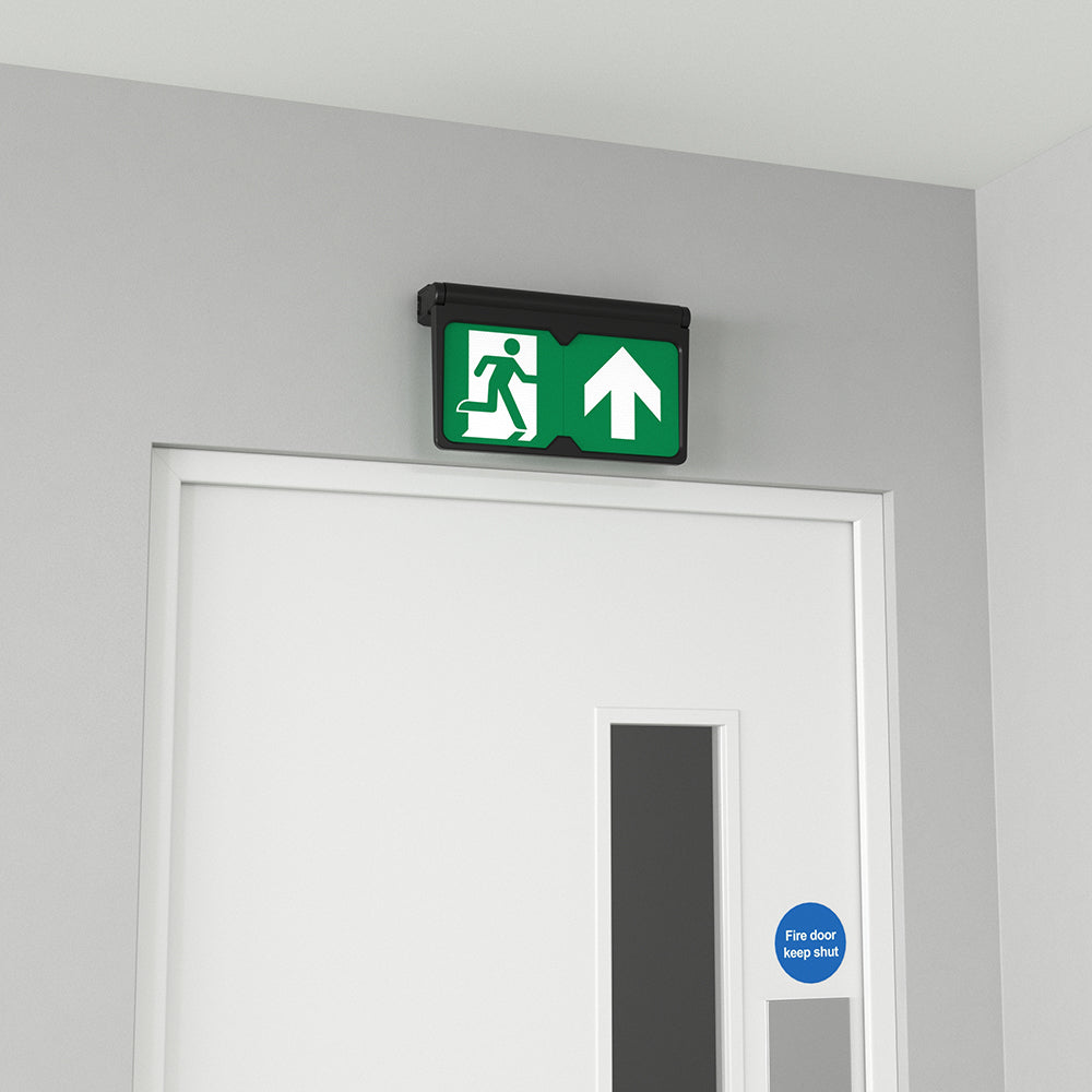 MULTI | Surface Wall / Ceiling Exit Running Man Sign Light | LED 3W 200lm | 4000K Neutral White | IP20 | 3hr Emergency | Black