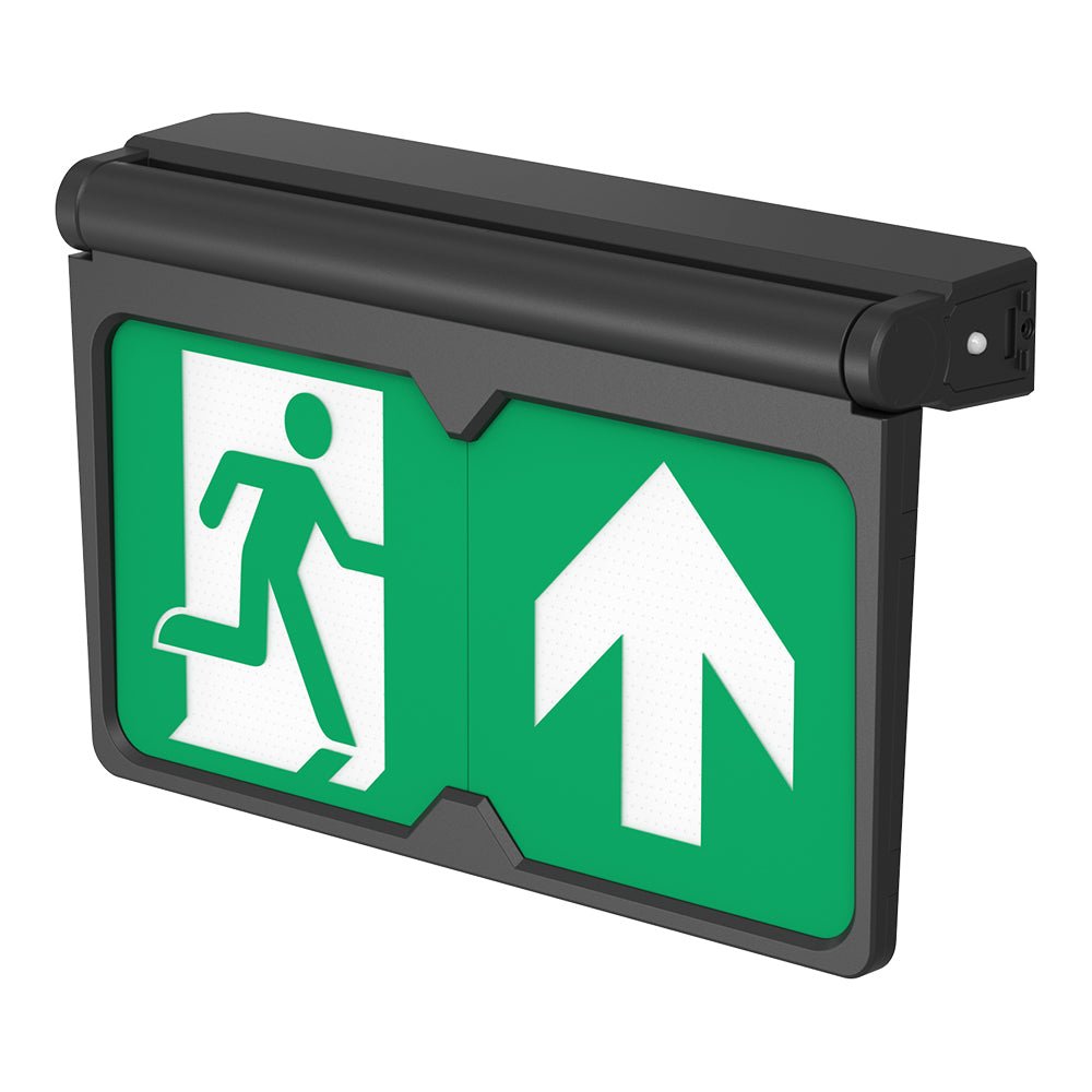 MULTI | Surface Wall / Ceiling Exit Running Man Sign Light | LED 3W 200lm | 4000K Neutral White | IP20 | 3hr Emergency | Black - LightHub Direct