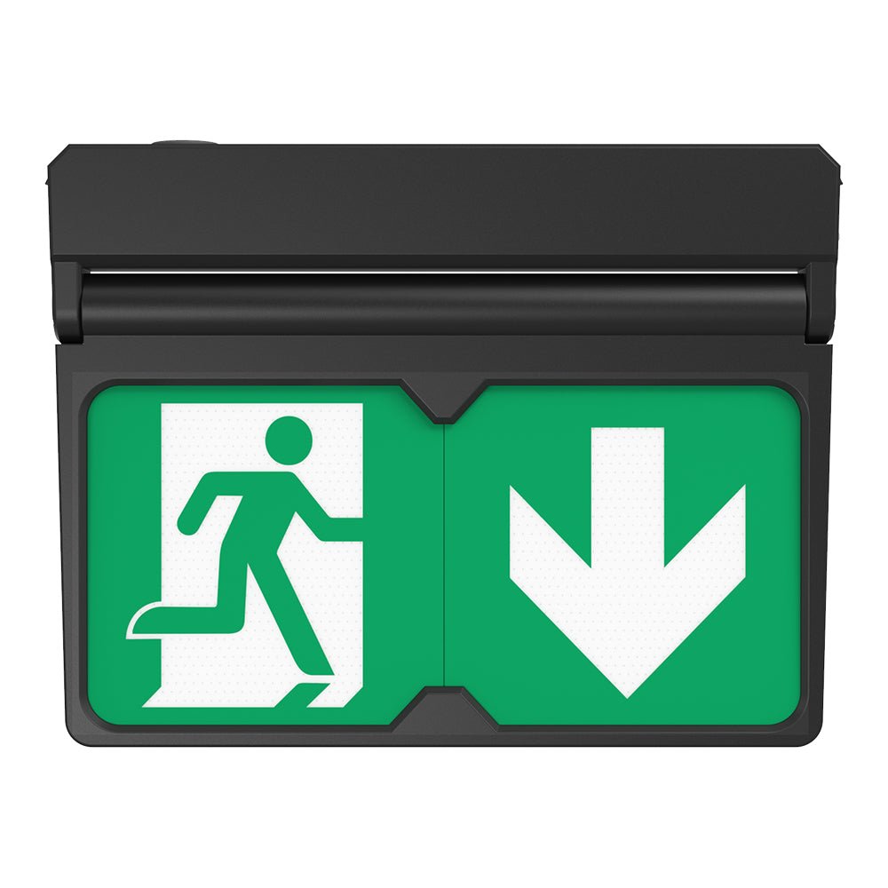 MULTI | Surface Wall / Ceiling Exit Running Man Sign Light | LED 3W 200lm | 4000K Neutral White | IP20 | 3hr Emergency | Black - LightHub Direct