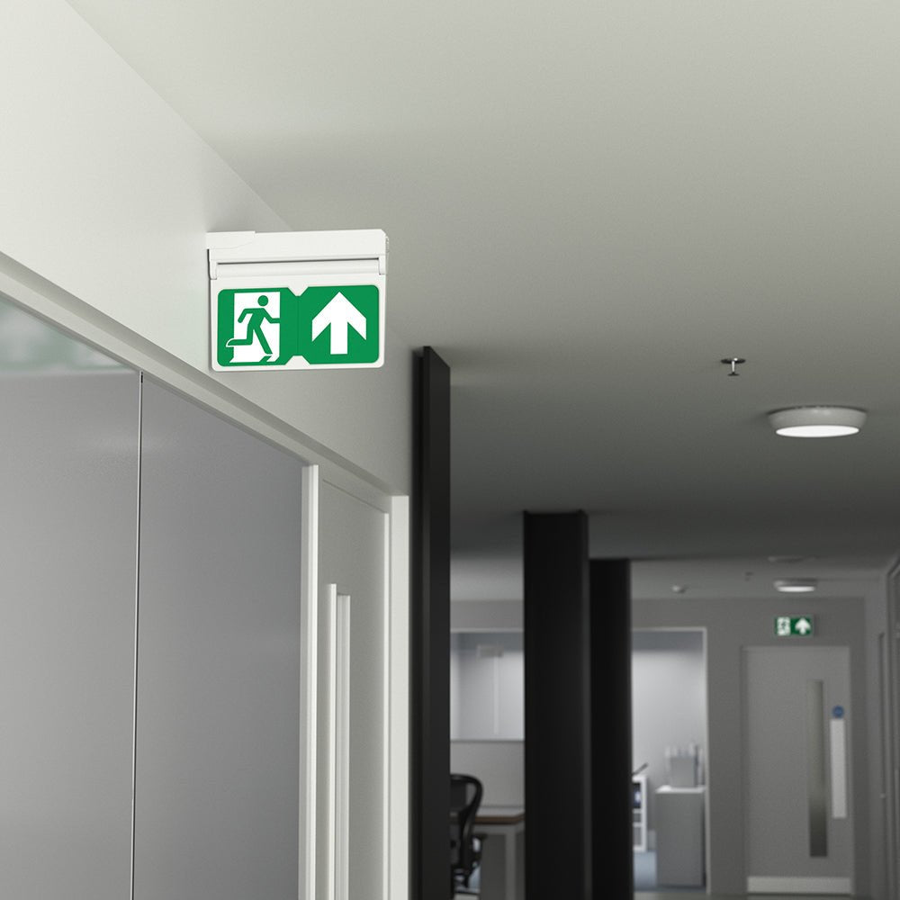MULTI | Surface Wall / Ceiling Exit Running Man Sign Light | LED 3W 200lm | 4000K Neutral White | IP20 | 3hr Emergency | White - LightHub Direct
