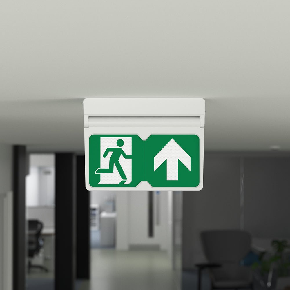 MULTI | Surface Wall / Ceiling Exit Running Man Sign Light | LED 3W 200lm | 4000K Neutral White | IP20 | 3hr Emergency | White - LightHub Direct