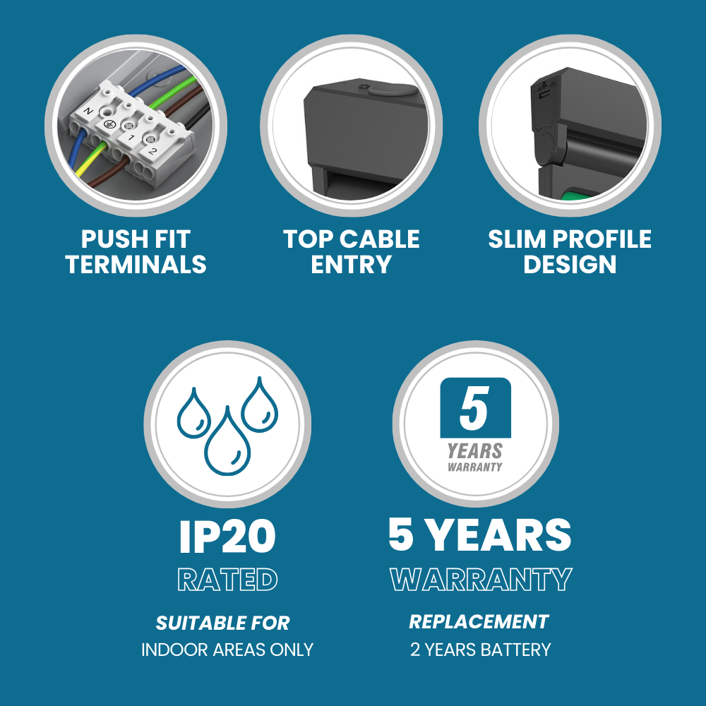 MULTI | Surface Wall / Ceiling Exit Running Man Sign Light | LED 3W 200lm | 4000K Neutral White | IP20 | 3hr Emergency | Black