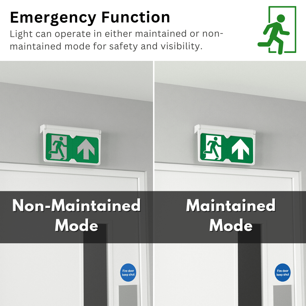 MULTI | Surface Wall / Ceiling Exit Running Man Sign Light | LED 3W 200lm | 4000K Neutral White | IP20 | 3hr Emergency | Black - LightHub Direct