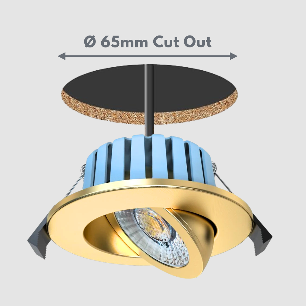 EDEN | Tri-Colour CCT | LED Tilt Adjustable Fire Rated Downlight | Dimmable 7W 700lm | IP65 | Polished Brass