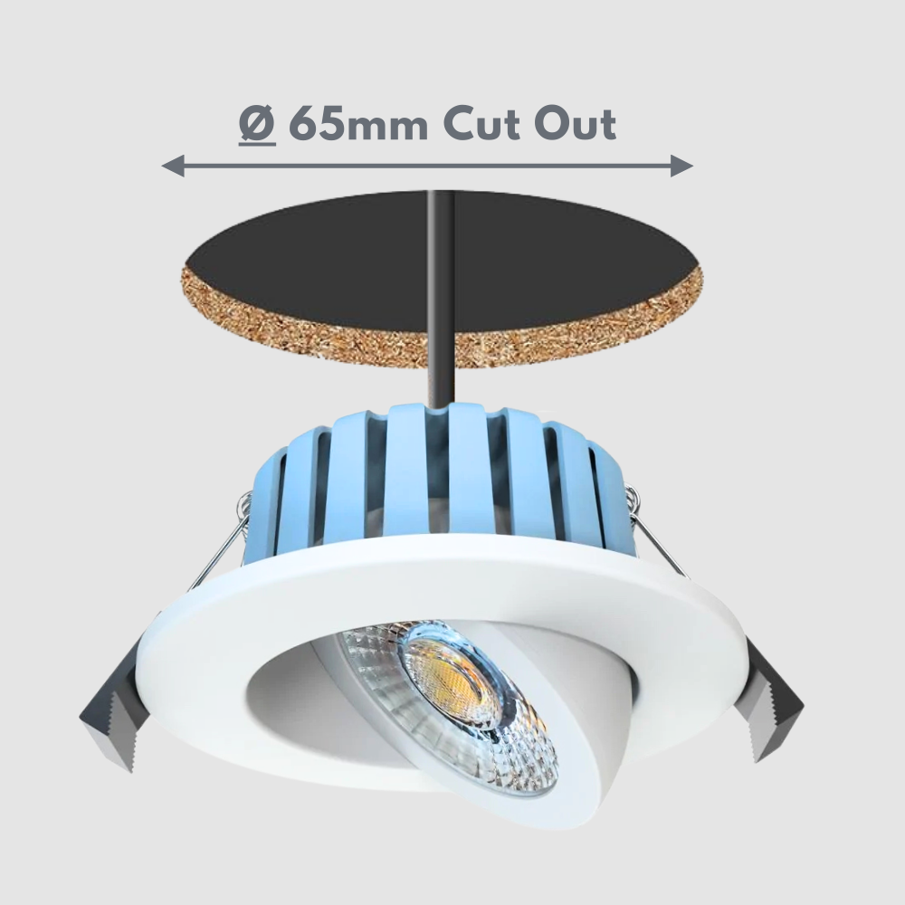 EDEN | Tri-Colour CCT | LED Tilt Adjustable Fire Rated Downlight | Dimmable 7W 700lm | IP65 | White