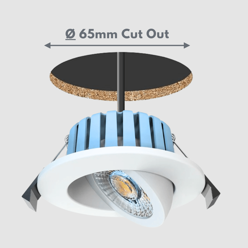EDEN | Tri - Colour CCT | LED Tilt Adjustable Fire Rated Downlight | Dimmable 7W 700lm | IP65 | White - LightHub Direct