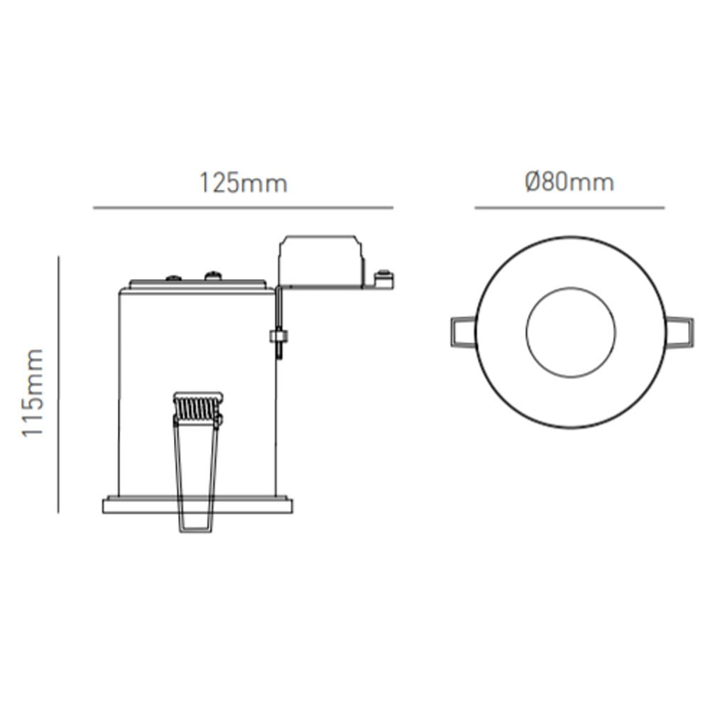 Shower Bathroom Fixed Recessed Fire Rated Die-Cast Aluminium Downlight Fitting | GU10 | IP65 | Black Nickel
