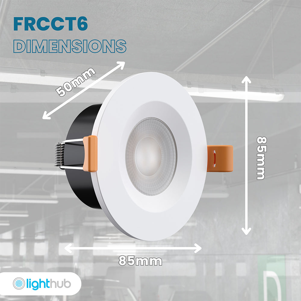 STRATA ONE | Tri-Colour CCT | LED Fire Rated Downlight | Dimmable 6W 600lm | IP65 | White