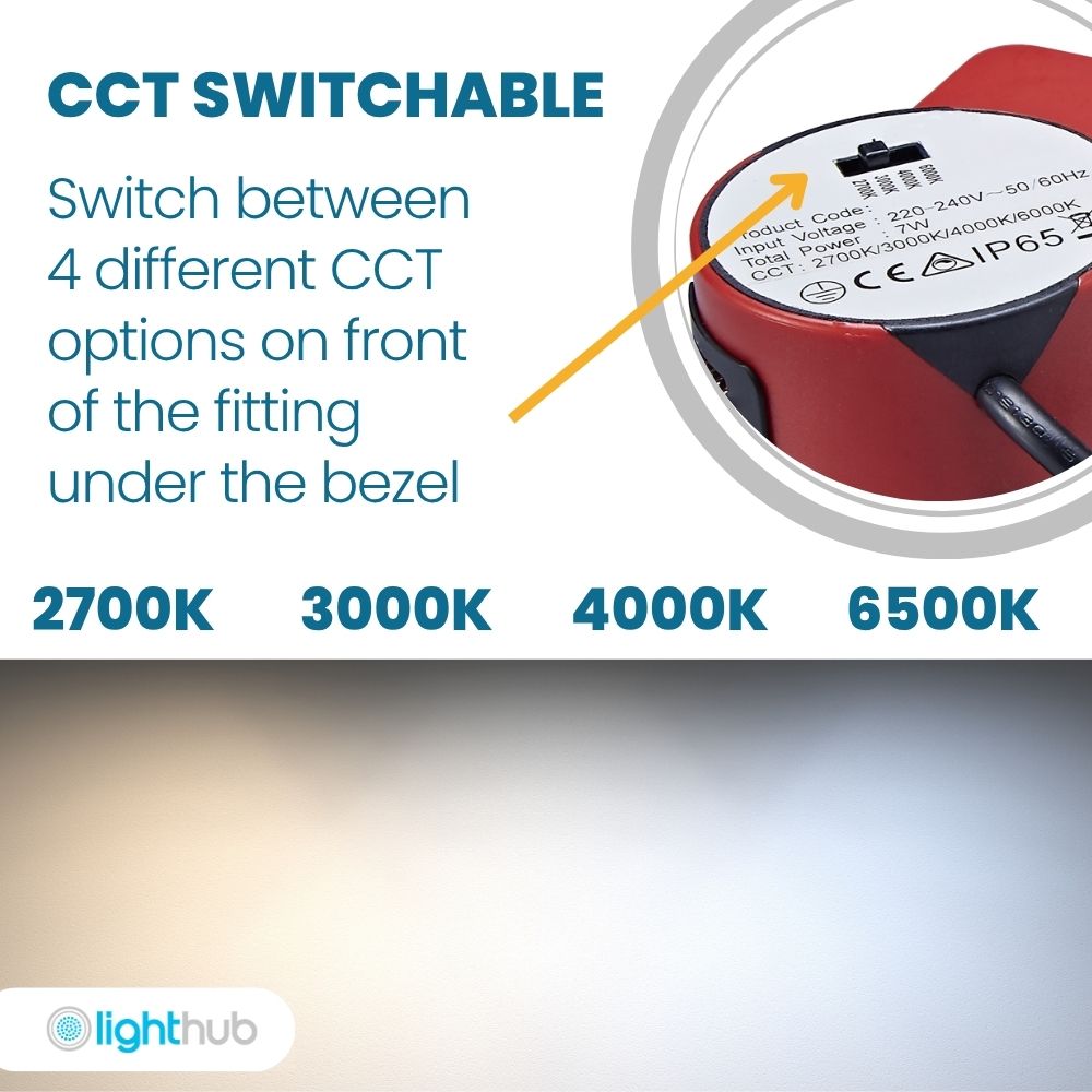 ONYX | Quad-Colour CCT | LED Fire Rated Downlight | Dimmable 7W 750lm | IP65 | Black