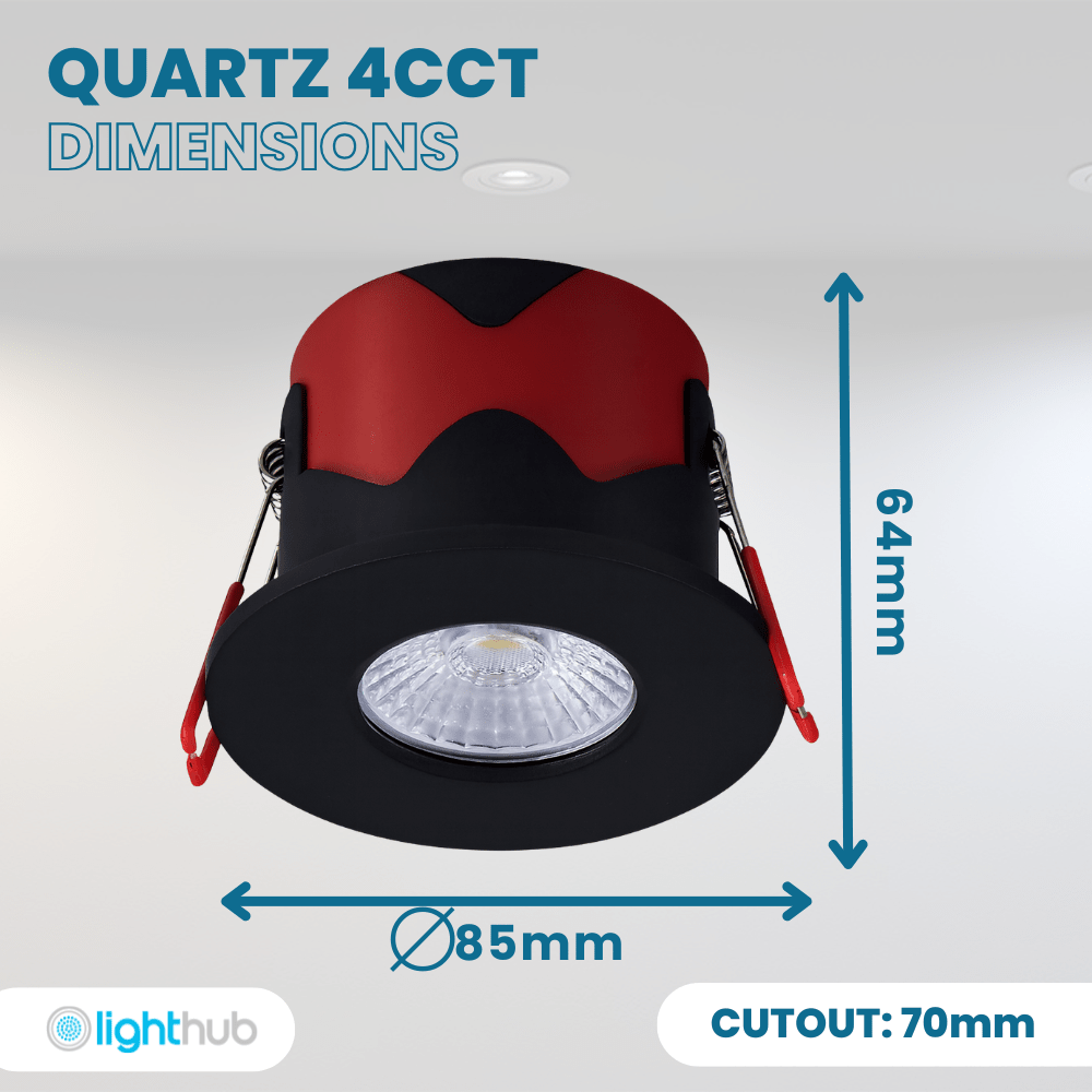 ONYX | Quad - Colour CCT | LED Fire Rated Downlight | Dimmable 7W 750lm | IP65 | Black - LightHub Direct