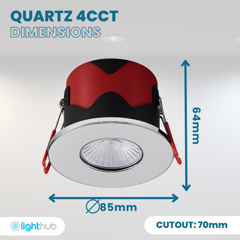ONYX | Quad - Colour CCT | LED Fire Rated Downlight | Dimmable 7W 750lm | IP65 | Polished Chrome - LightHub Direct