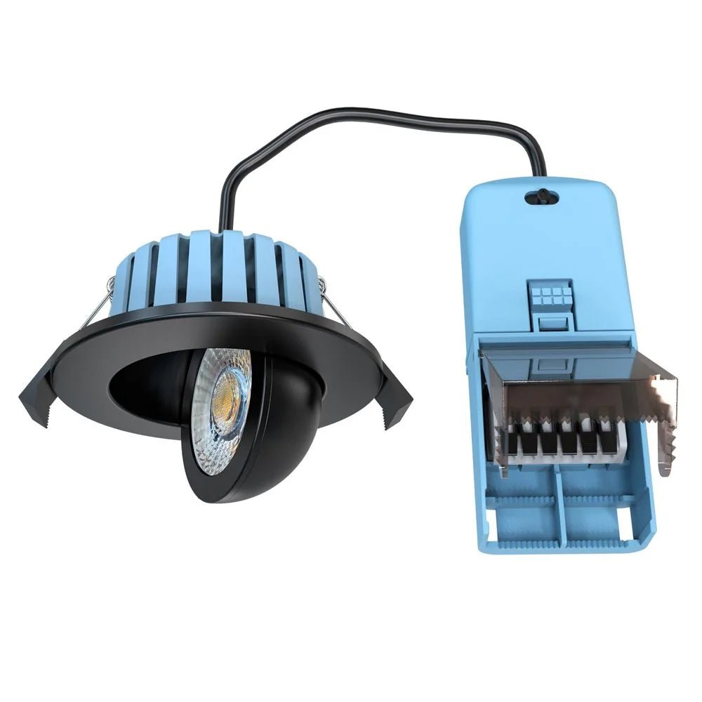 EDEN | Tri - Colour CCT | LED Tilt Adjustable Fire Rated Downlight | Dimmable 7W 700lm | IP65 | Black - LightHub Direct