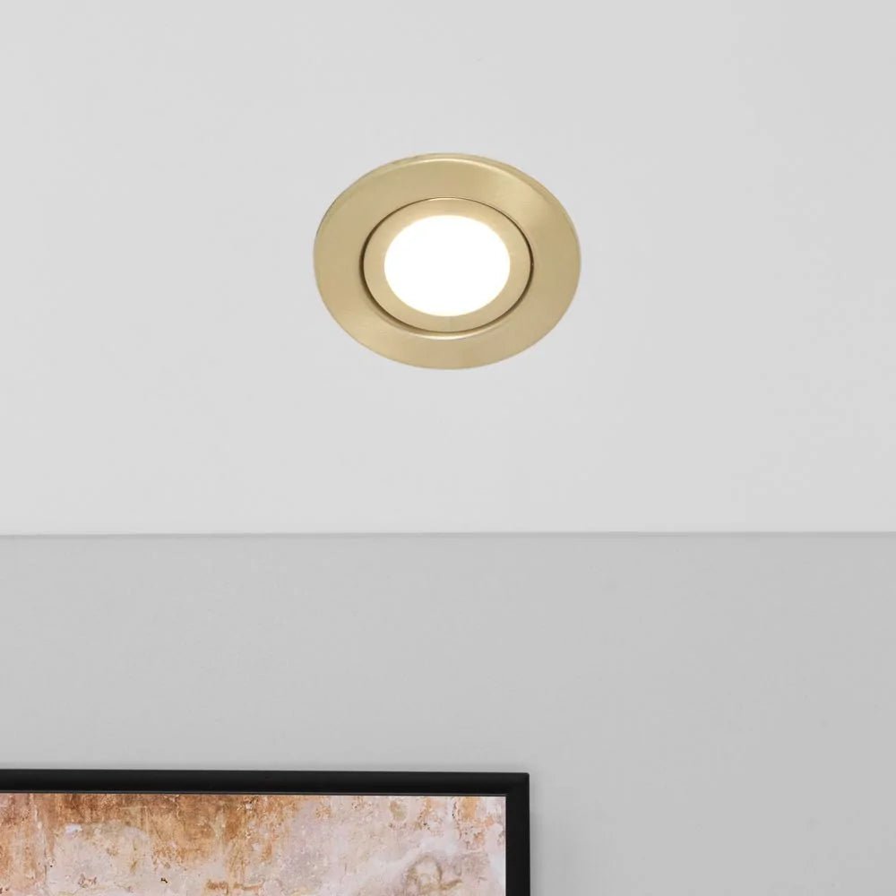 EDEN | Tri - Colour CCT | LED Tilt Adjustable Fire Rated Downlight | Dimmable 7W 700lm | IP65 | Polished Brass - LightHub Direct