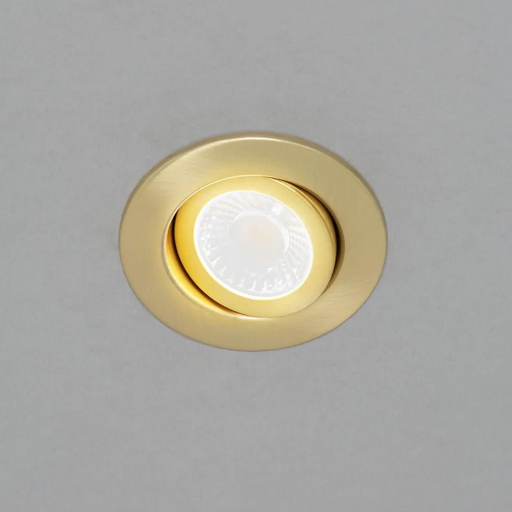 EDEN | Tri - Colour CCT | LED Tilt Adjustable Fire Rated Downlight | Dimmable 7W 700lm | IP65 | Polished Brass - LightHub Direct