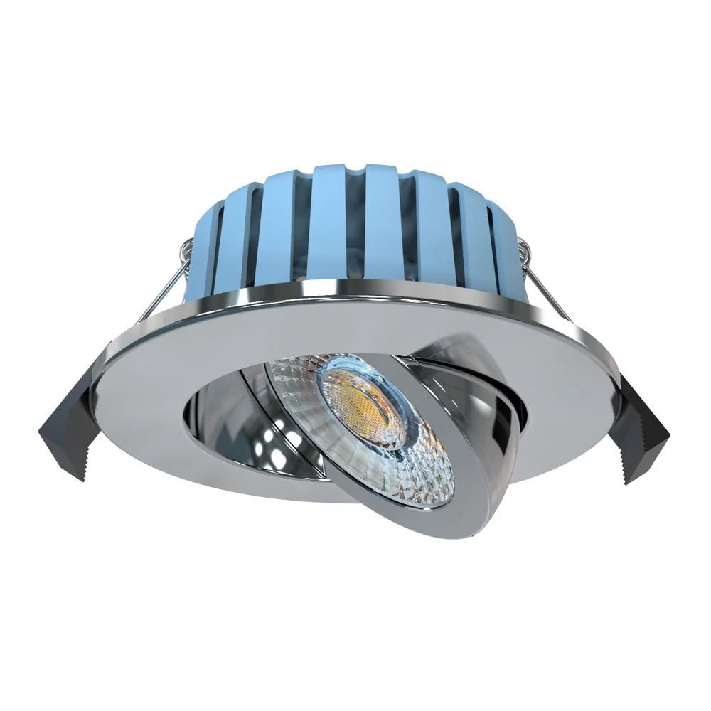 EDEN | Tri - Colour CCT | LED Tilt Adjustable Fire Rated Downlight | Dimmable 7W 700lm | IP65 | Polished Chrome - LightHub Direct
