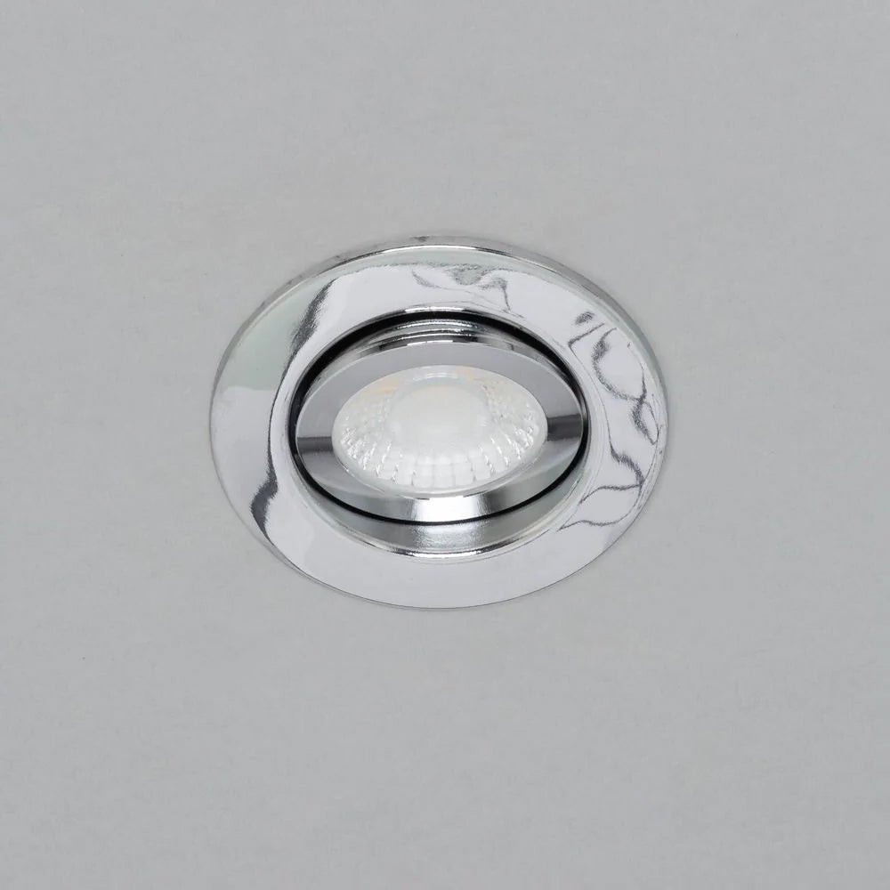 EDEN | Tri - Colour CCT | LED Tilt Adjustable Fire Rated Downlight | Dimmable 7W 700lm | IP65 | Polished Chrome - LightHub Direct