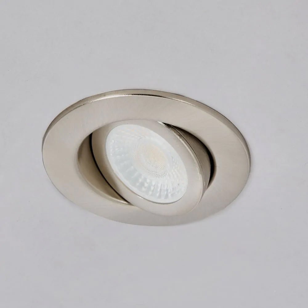 EDEN | Tri - Colour CCT | LED Tilt Adjustable Fire Rated Downlight | Dimmable 7W 700lm | IP65 | Satin Nickel - LightHub Direct