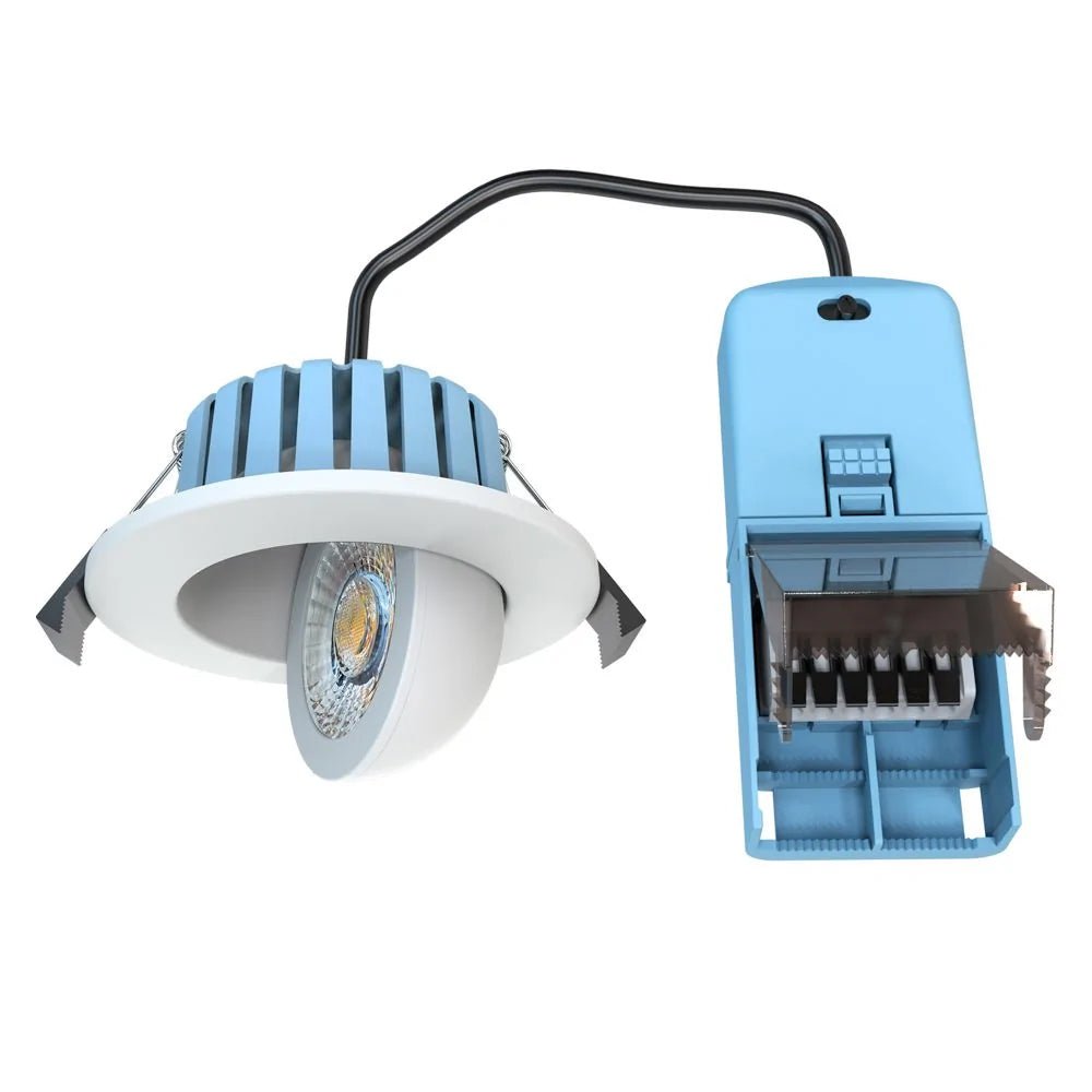 EDEN | Tri - Colour CCT | LED Tilt Adjustable Fire Rated Downlight | Dimmable 7W 700lm | IP65 | White - LightHub Direct