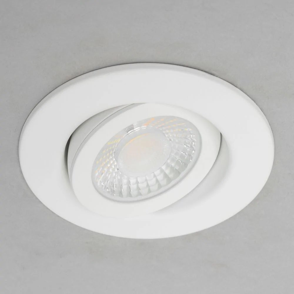 EDEN | Tri - Colour CCT | LED Tilt Adjustable Fire Rated Downlight | Dimmable 7W 700lm | IP65 | White - LightHub Direct