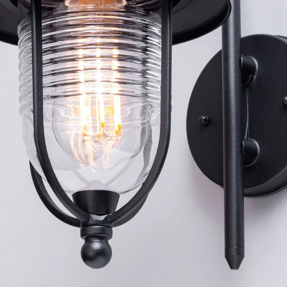 Outdoor Fisherman Vintage Nautical Lantern Wall Porch Light | E27 | IP44 | Black - LightHub Direct