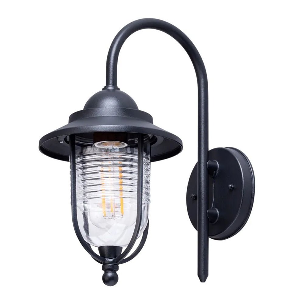 Outdoor Fisherman Vintage Nautical Lantern Wall Porch Light | E27 | IP44 | Black - LightHub Direct