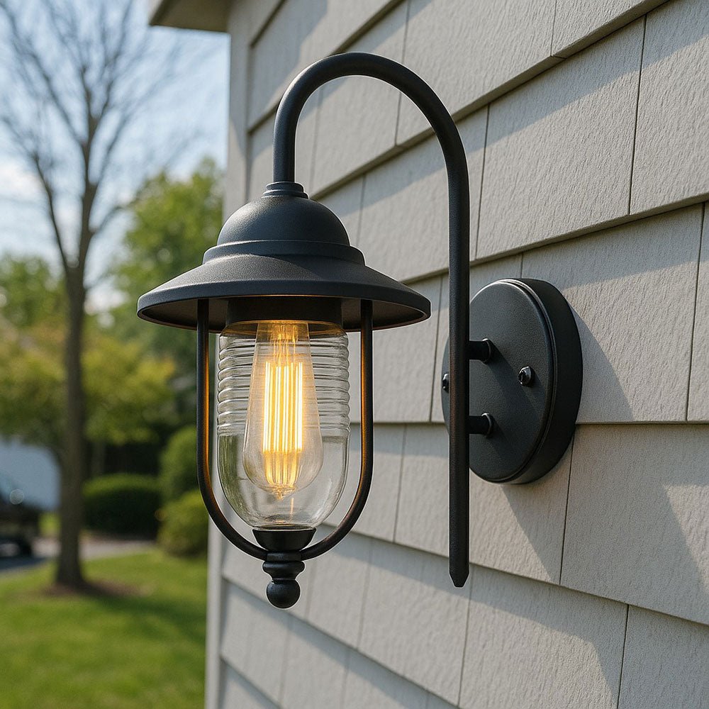 Outdoor Fisherman Vintage Nautical Lantern Wall Porch Light | E27 | IP44 | Black - LightHub Direct