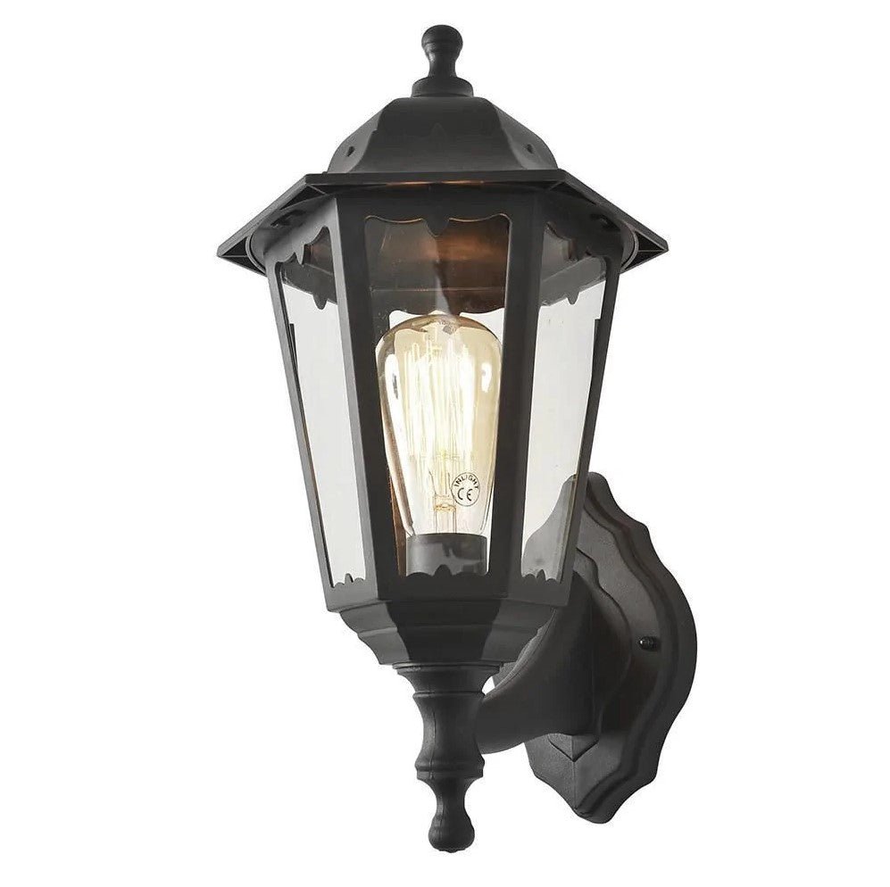Up or Down Outdoor Wall Porch Lantern Light | E27 | IP44 | Black - LightHub Direct
