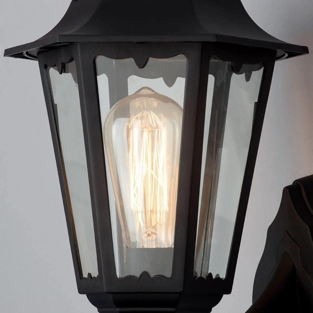 Up or Down Outdoor Wall Porch Lantern Light | E27 | IP44 | Black - LightHub Direct
