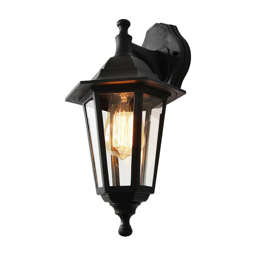 Up or Down Outdoor Wall Porch Lantern Light | E27 | IP44 | Black - LightHub Direct