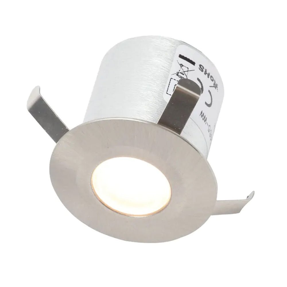 OHIO | Outdoor Recessed Circular Deck Light | LED 0.5W | IP65 | 3000K Warm White | Brushed Steel - LightHub Direct