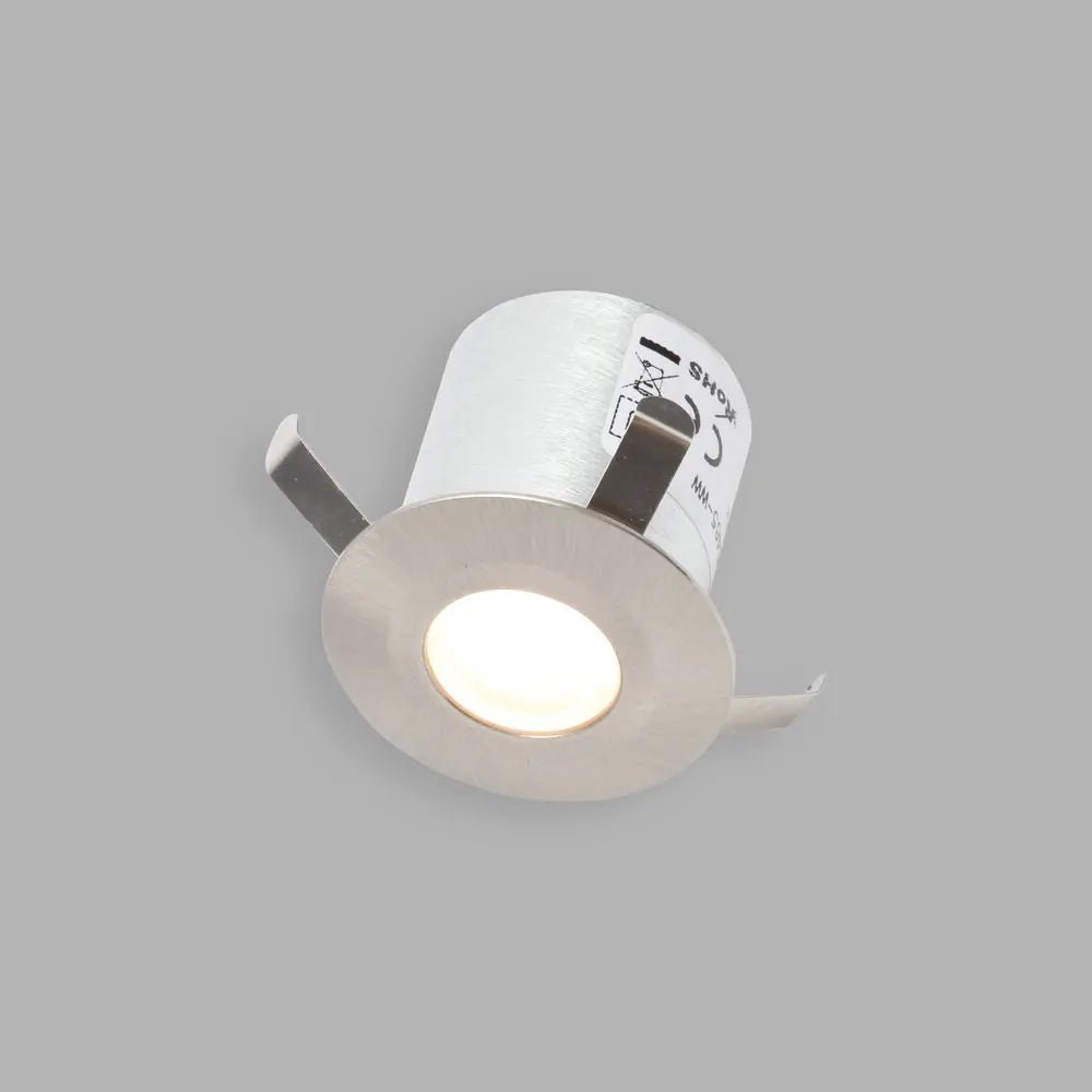 OHIO | Outdoor Recessed Circular Deck Light | LED 0.5W | IP65 | 3000K Warm White | Brushed Steel - LightHub Direct