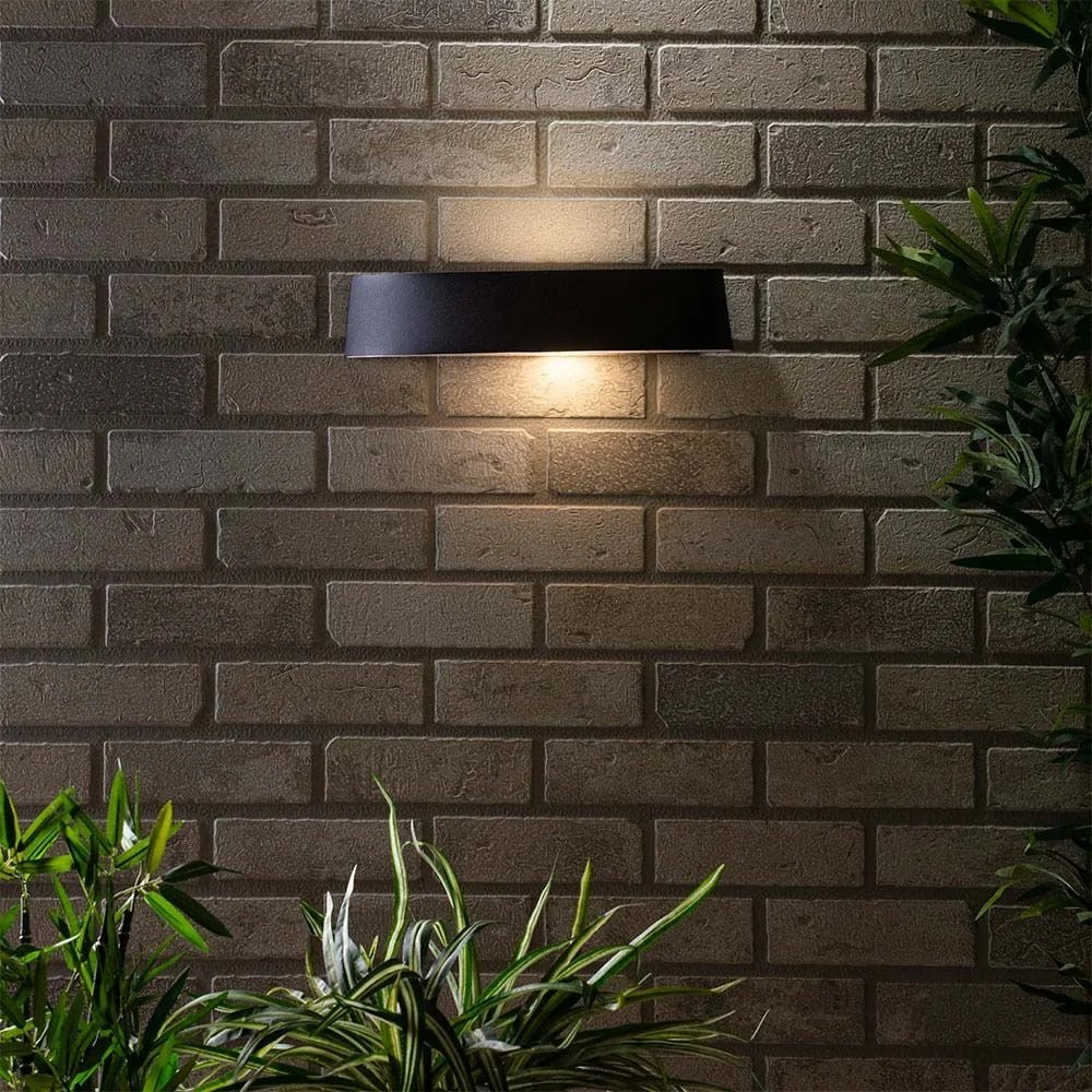MOKU | LED Outdoor Curved Semi - Circular Rectangle Wall Up Down Light Fitting | 6W E27 | 3000K Warm White | IP44 | Black - LightHub Direct