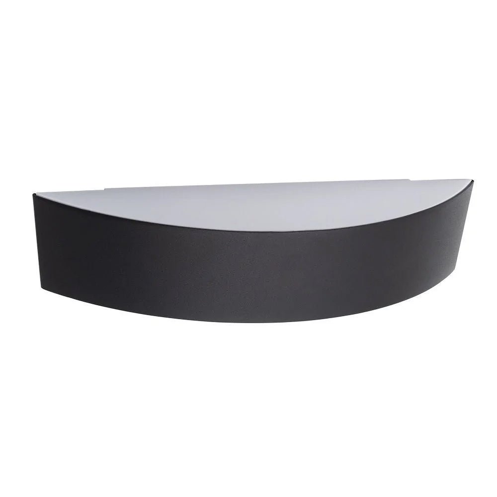 MOKU | LED Outdoor Curved Semi - Circular Rectangle Wall Up Down Light Fitting | 6W E27 | 3000K Warm White | IP44 | Black - LightHub Direct
