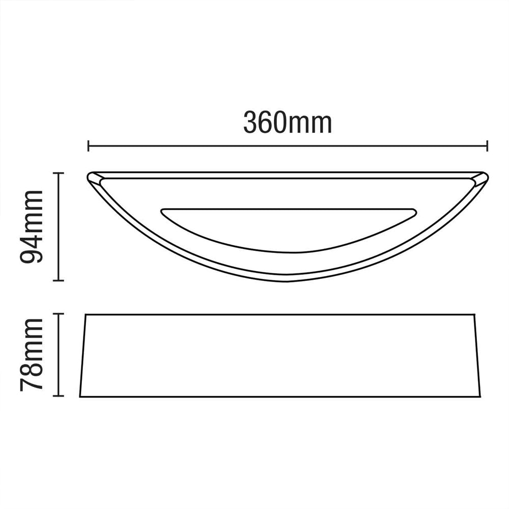 MOKU | LED Outdoor Curved Semi-Circular Rectangle Wall Up Down Light Fitting | 6W E27 | 3000K Warm White | IP44 | Black