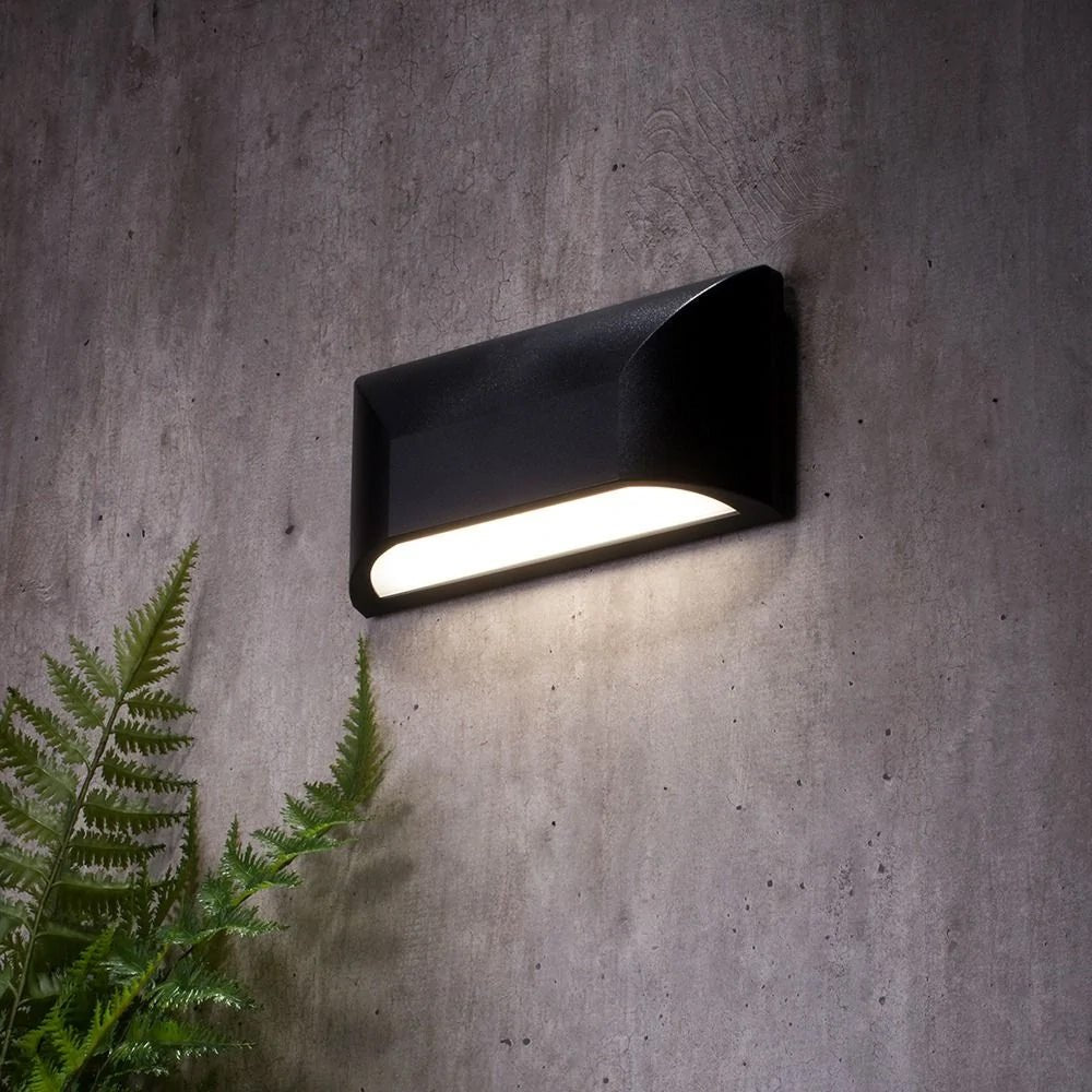 POOLE | Outdoor Curved Down Wall Light Fitting | 5W LED | 4000K Neutral White | IP55 | Black - LightHub Direct