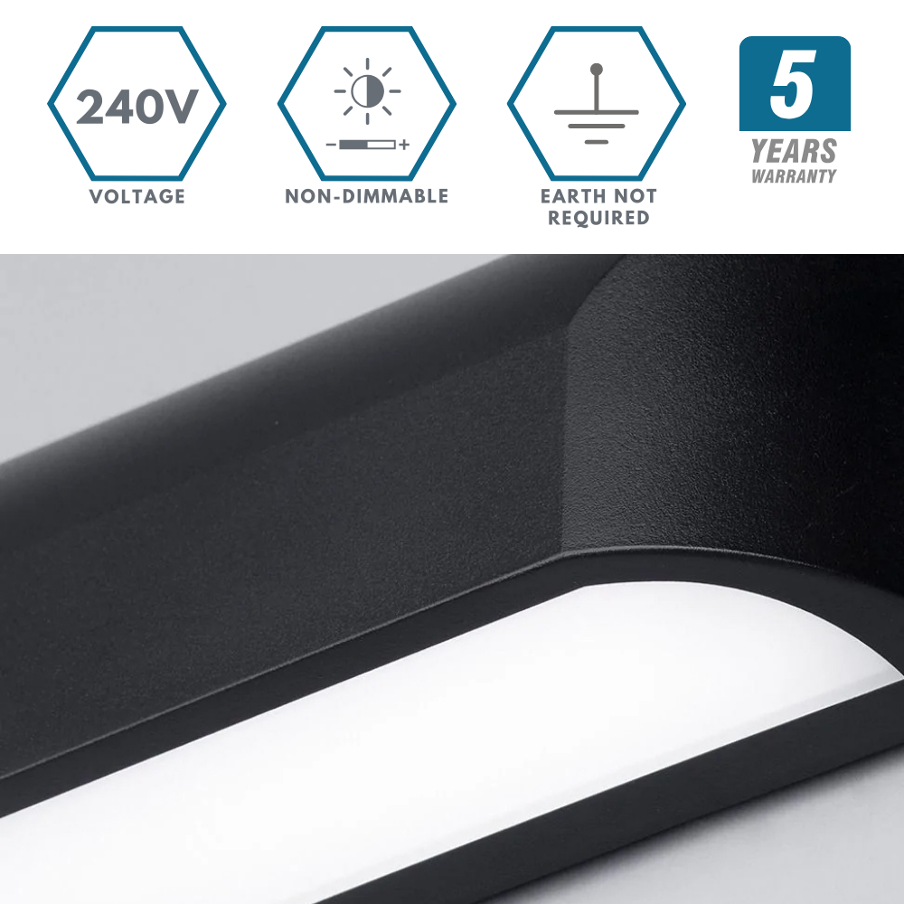 POOLE | Outdoor Curved Down Wall Light Fitting | 5W LED | 4000K Neutral White | IP55 | Black