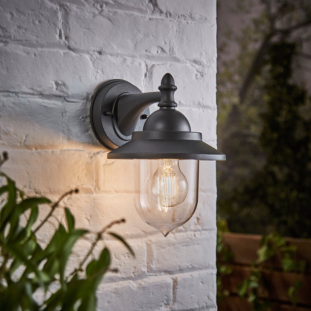 Outdoor Fisherman Vintage Nautical Industrial Lantern Wall Porch Light | E27 | IP44 | Anthracite - LightHub Direct