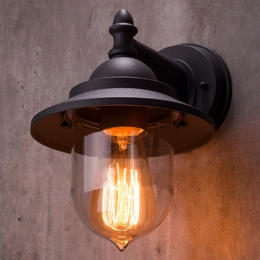 Outdoor Fisherman Vintage Nautical Industrial Lantern Wall Porch Light | E27 | IP44 | Anthracite - LightHub Direct