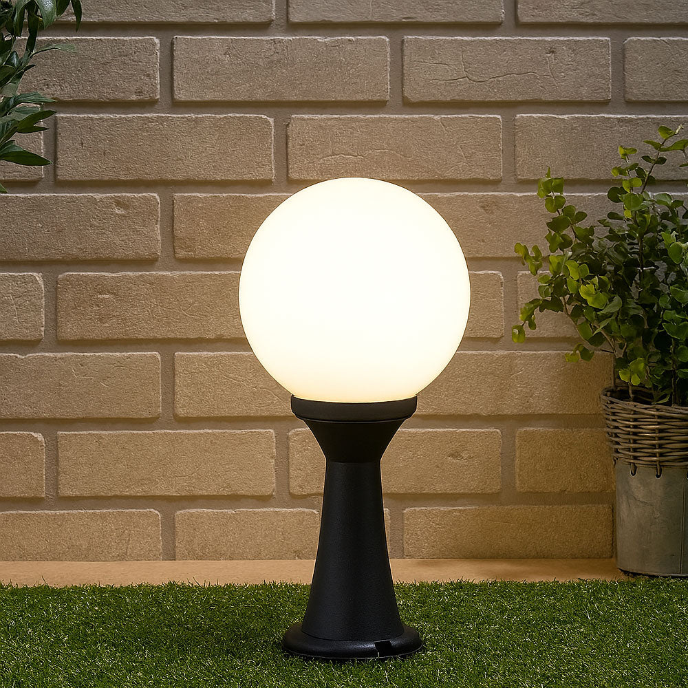 YORK | Outdoor Globe Post Mini Bollard Lantern Garden Light | E27 | IP44 | Black