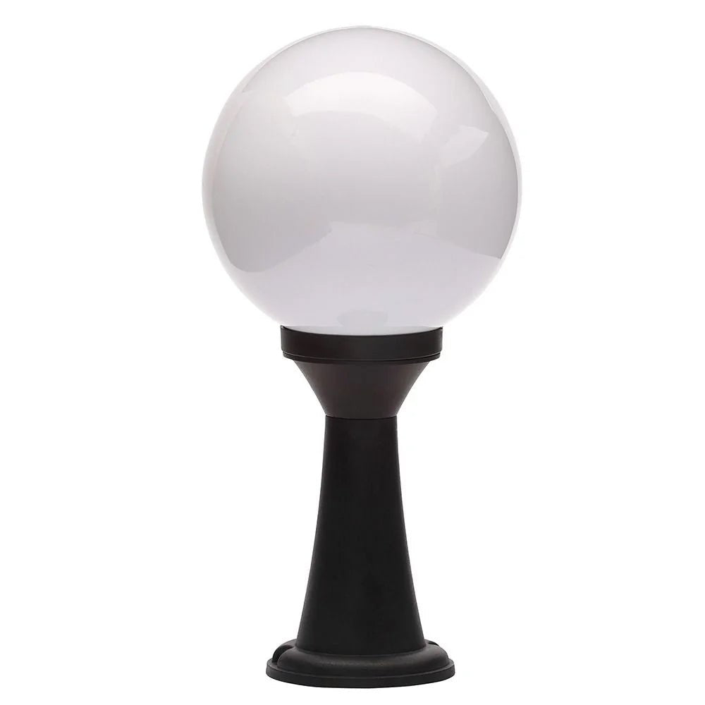YORK | Outdoor Globe Post Mini Bollard Lantern Garden Light | E27 | IP44 | Black - LightHub Direct