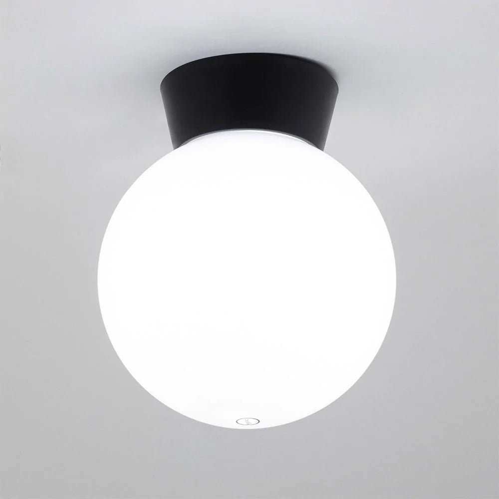 YORK | Outdoor Ceiling Globe Porch Entrance Lantern Light | E27 | IP44 | Black - LightHub Direct