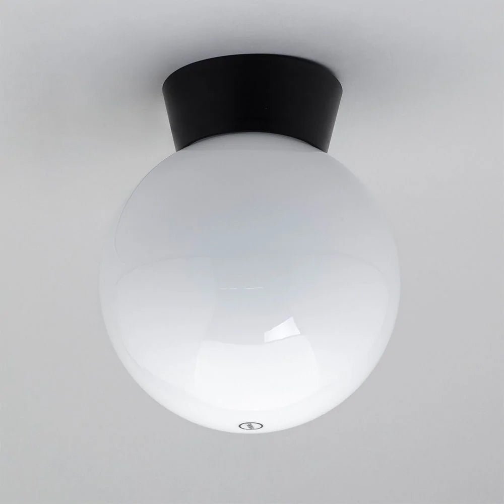 YORK | Outdoor Ceiling Globe Porch Entrance Lantern Light | E27 | IP44 | Black - LightHub Direct