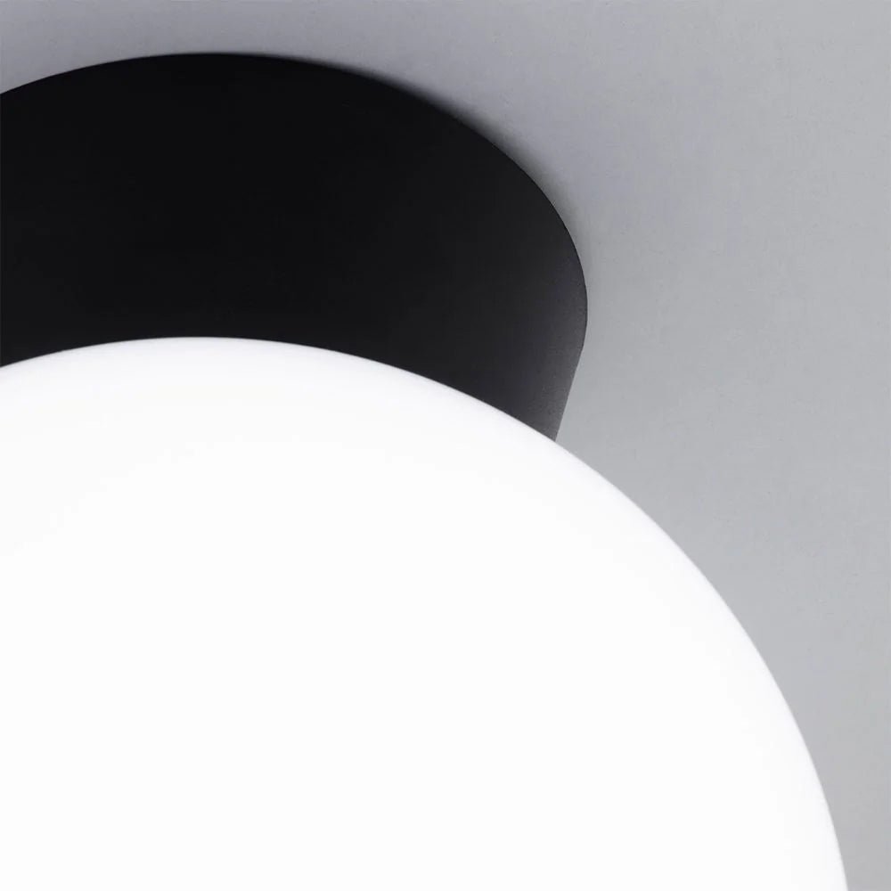 YORK | Outdoor Ceiling Globe Porch Entrance Lantern Light | E27 | IP44 | Black - LightHub Direct